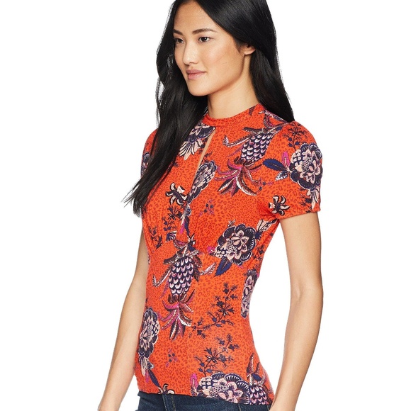 Free People Women's Red Hear Me Roar Print Top, S - Picture 3 of 8